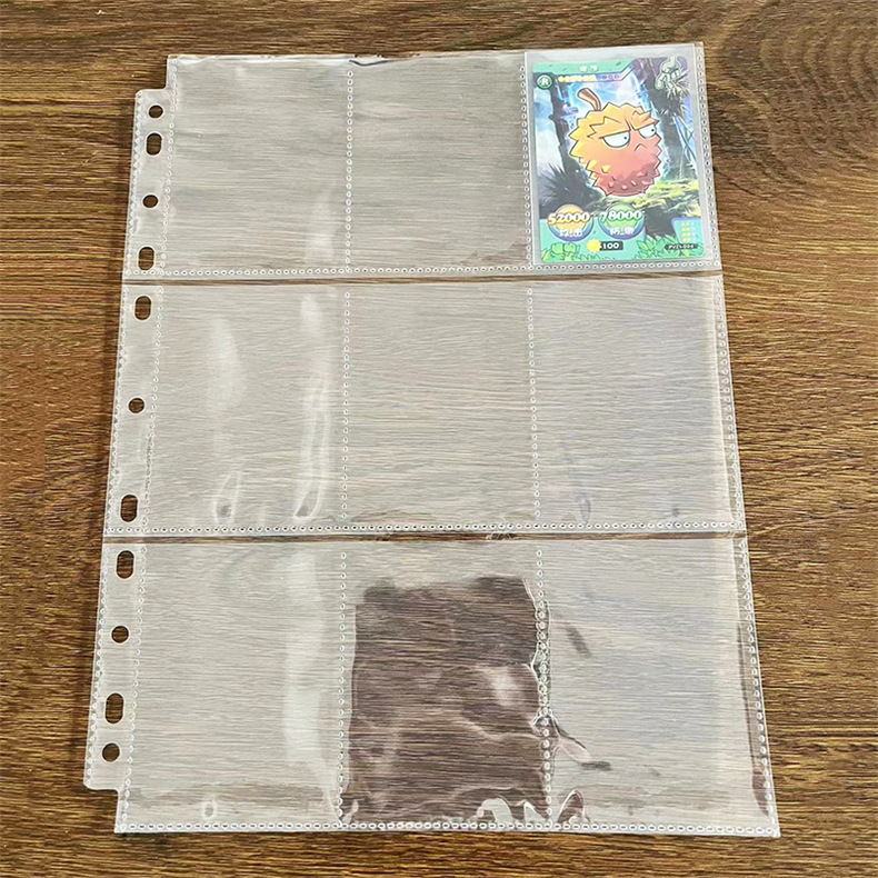 Picture of Card Book Inner Page 9 Palace Loose-leaf Core Game Card Book PP Double-sided 3-hole A4 Transparent Album Replacement Card Book