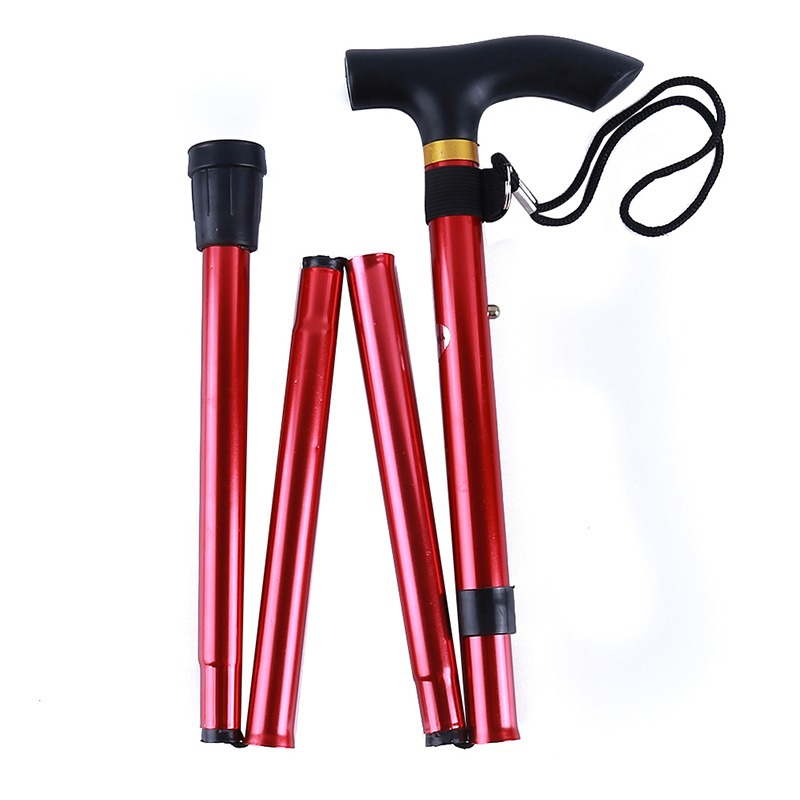 Picture of Aluminum Alloy Mountain Climbing Cane Telescopic Folding 6 Color Mountain Climbing Cane Non-Slip Cane Strengthened Adjustable 5-Section Old Man Cane