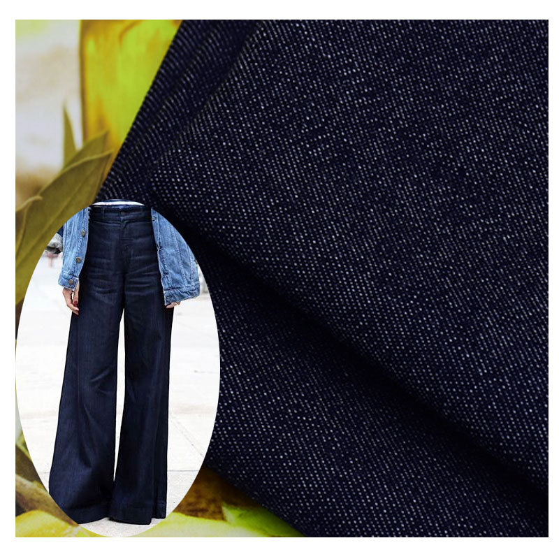 Cotton polyester stretch imitation denim fabric autumn and winter women's jeans wide leg pants dress fabric 300GSM