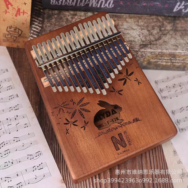 Picture of Thumb Piano 17-Tone Kalimba Kalimba 21-Tone Kalimba Finger Piano Instrument Solid Wood Rainbow Model