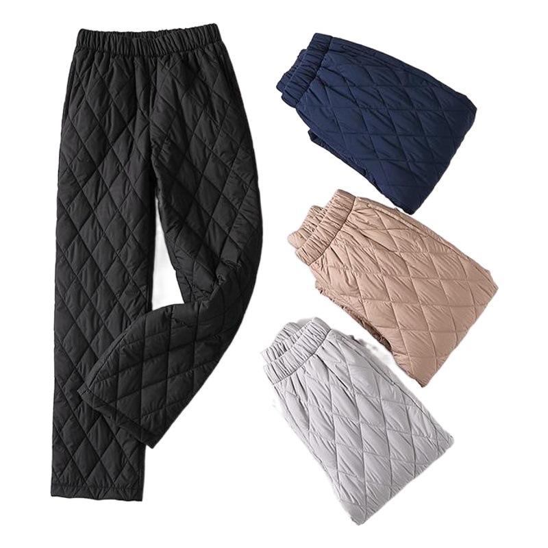 Picture of Wide-Leg Cotton Trousers for Women in Autumn and Winter, Thickeneded Middle-Aged and Elderly Warm Trousers, Slimming Look Large Size Casual Straight Outer Wear down Cotton Trousers