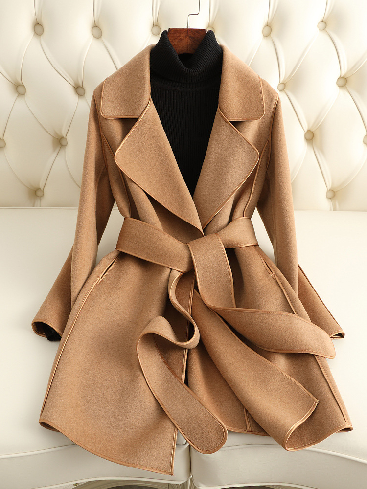 Picture of 2025 New Double-Sided Cashmere Coat Women's Mid-Length Slim Small Fragrance Style Woolen Coat Women's High-End