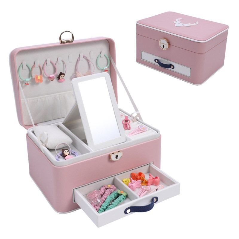 New Christmas Holiday Girl Jewelry Storage Bracelet Hairpin Hair Card Rubber Band Clip Hair Accessories Storage Box Large Capacity