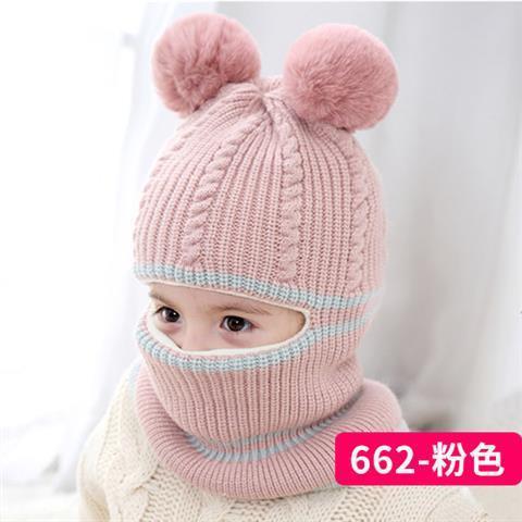 Picture of Children's Hat Autumn and Winter Thickeneded Velvet Warm Woolen Hat 1-2-5 Years Old Boys and Girls Baby Neck Scarf Face Protection Hat
