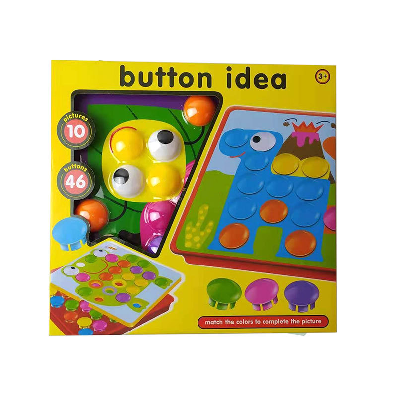 Picture of Large-grain button jigsaw puzzle mushroom nail originated from American early childhood Children's Enlightenment puzzle color matching combination toy
