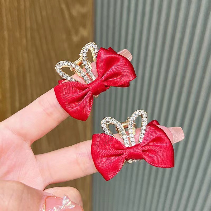 Picture of Children's Bunny Ear Bow Hair Clip Girl Hairpin Girl's Clip Hair Accessory Baby Hair Accessory Hairpin Pearl Rhinestone