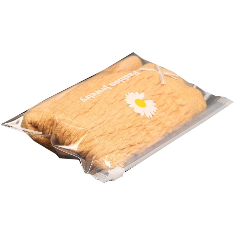 Chrysanthemum rubber band head rope packaging bag stockings cotton socks zipper bag underwear daisy bag hairpin boat socks dance socks packaging