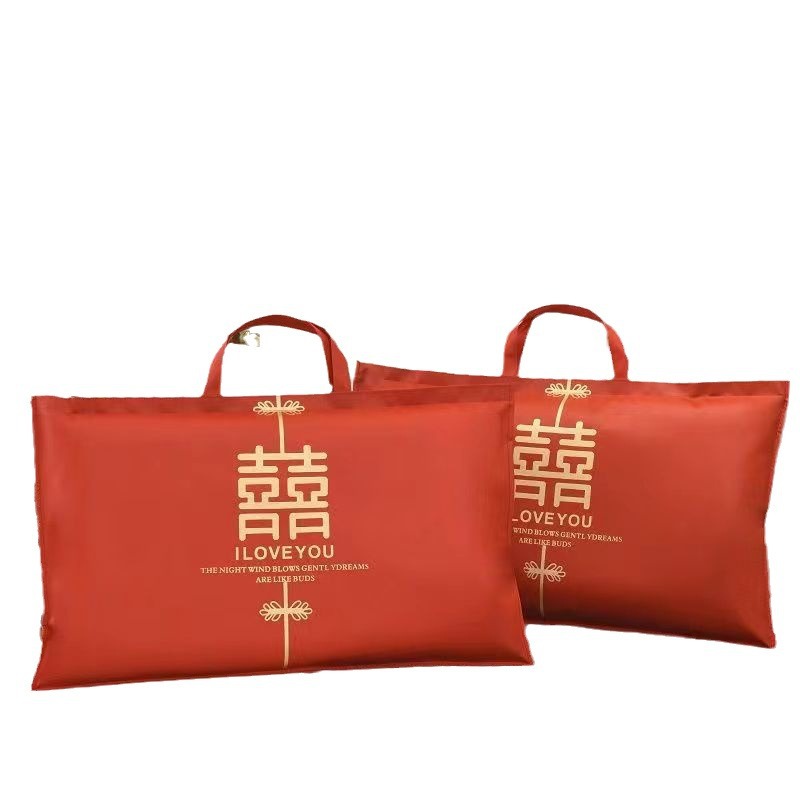 Picture of High-end Brocade Leather Summer Cool Quilt Packaging Bag Rattan Mat Ice Silk Mat Wedding Four-piece Set Gift Storage Bag Handbag