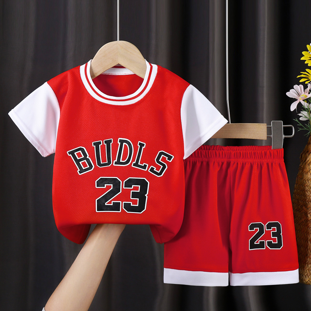 Picture of Children's short-sleeved ball suit boys sportswear girls quick-drying breathable shorts big children's children's clothing wholesale
