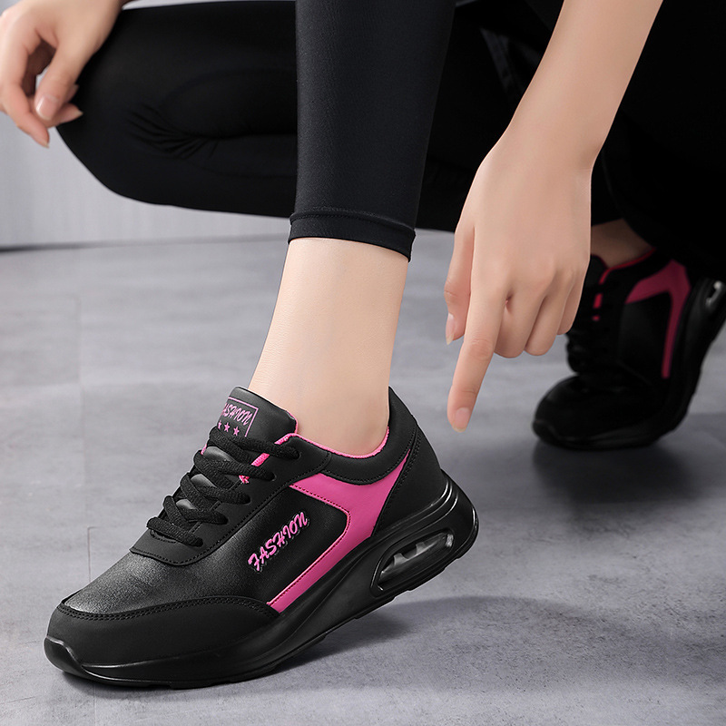 Autumn and Winter leather cross-border plus size air cushion sneaker women's shoes casual shoes female student running shoes travel shoes