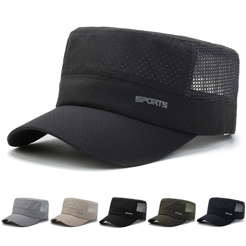 Quick-drying flat cap men's spring and summer sunscreen thin breathable mesh versatile outdoor fishing duck tongue hat