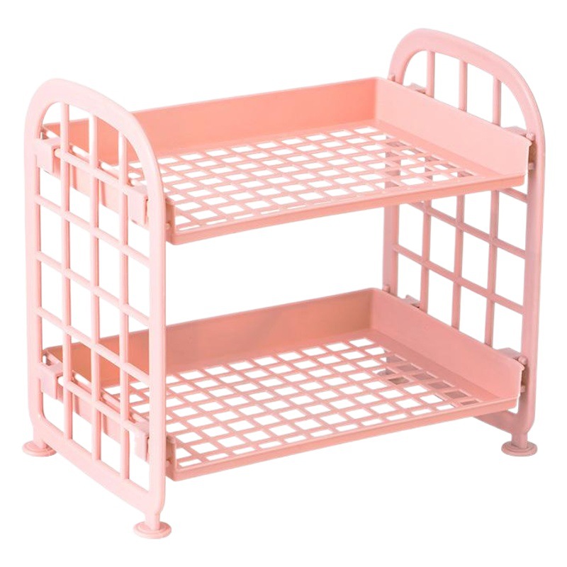 Double-layer Folding Desktop Finishing Storage Rack Kitchen Storage Rack Simple Household Washing Table Storage Rack Storage Rack