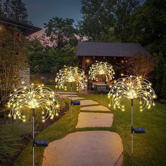 Led solar firework lamp ground plug light string all over the sky star copper wire outdoor holiday courtyard garden decorative lawn lamp
