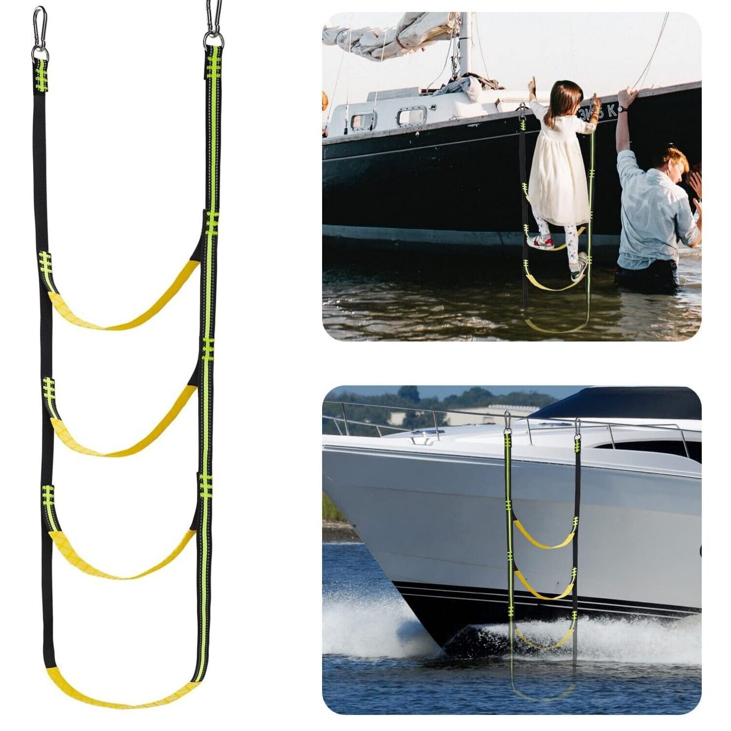 Inflatable boat launching ladder folding hanging ladder kayak boarding step side ladder fishing rope ladder for canoe