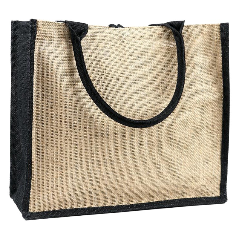 Factory linen bag fashion jute handbag environmental protection waterproof pvc shoulder bag linen shopping bag logo printing