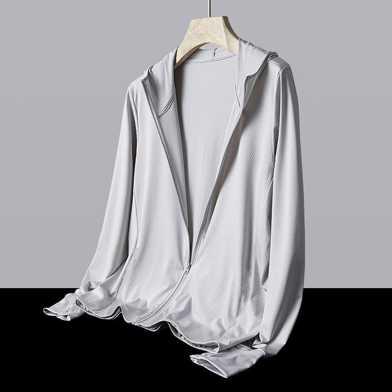 Summer Thin Sun Protection Clothing Men's Quick-drying Breathable Ice Silk Long-sleeved Outdoor Anti-ultraviolet All-match Solid Color Casual Cardigan