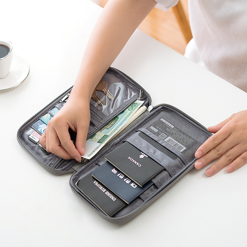Portable Travel Document Storage Bag Large Capacity Multi-function Bill Holder Passport Protective Case Multi-layer Fit Bag Card Holder