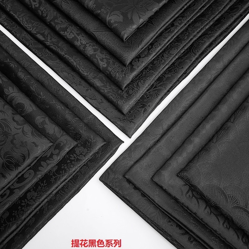 Chinese antique dark pattern woven non-elastic tablecloth glossy decorative fabric creative packaging gift box black jacquard fabric