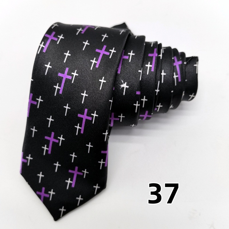 Picture of Ultra-narrow 5cm printed tie leopard print hand-tied unisex casual tie