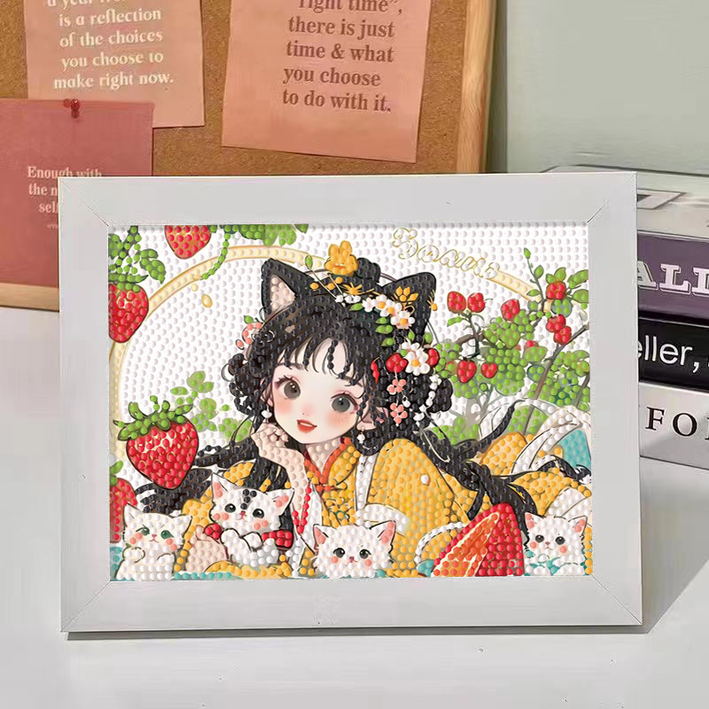 Picture of Strawberry Diamond painting diy handmade rhinestone tulip sunflower flower girl send girlfriend birthday gift wholesale