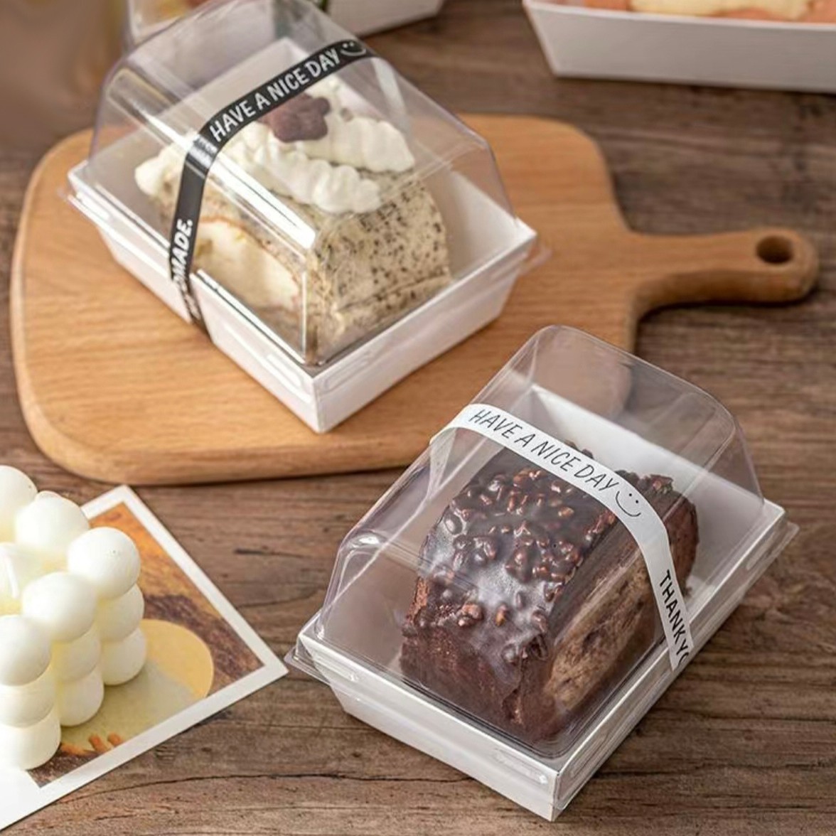 Cut Cake Roll Packaging Box 4inch Layer Dessert Tiramisu Baked Pastry Square Heightened Packaging Box