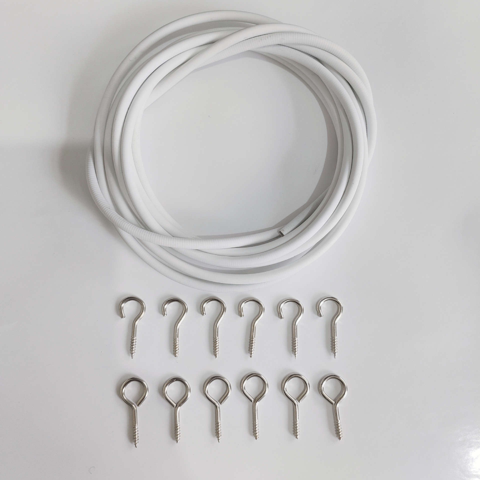 Picture of Plastic-Coated Curtain Rope 10m Pvc-Coated Spring Ropes 20 Sheep Eye Rings 20 Question Mark Hooks Curtain Supplies Accessories