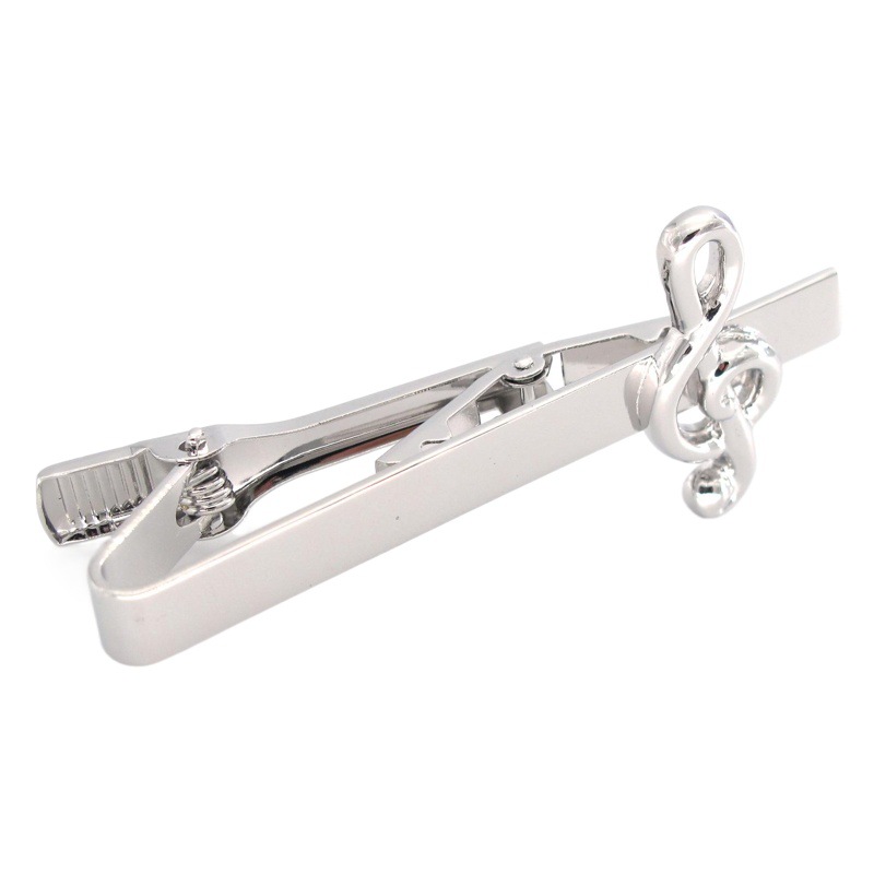 [1 mixed batch] men's gift copper metal silver musical instrument note shape tie clip wholesale