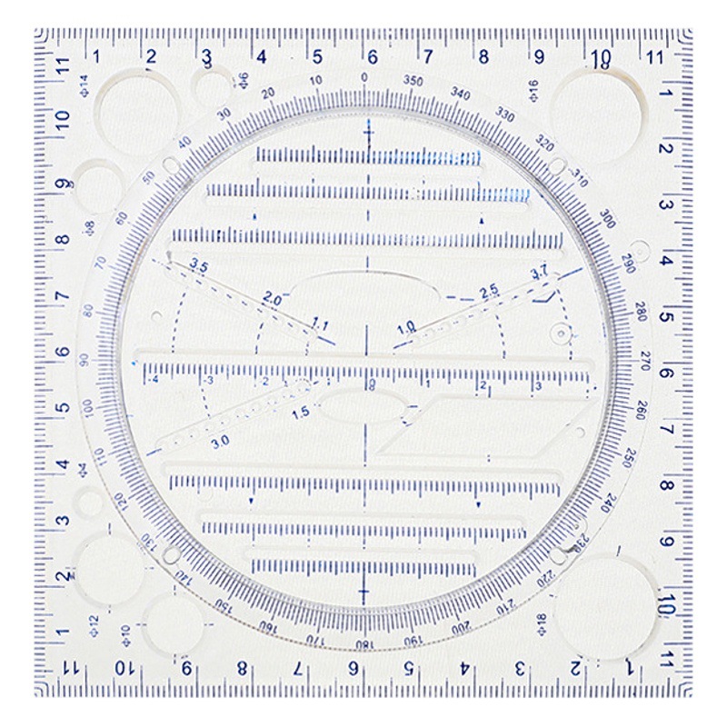 Multifunctional painting ruler primary and secondary school students mathematics function graphics ruler geometric drawing template ruler protractor tool