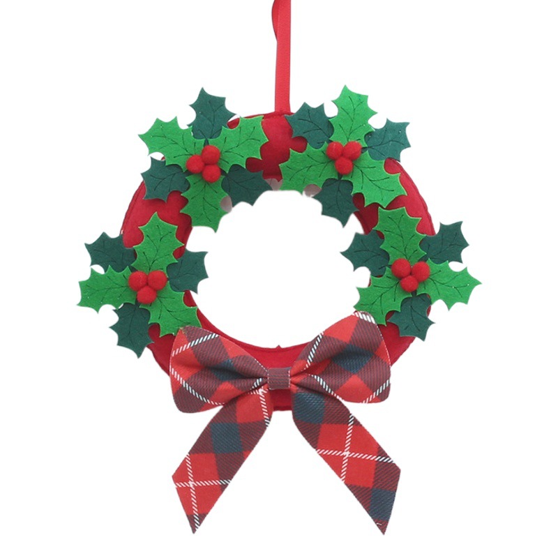 Cross-border New Christmas New Product Green Leaf Decoration Christmas Wreath Christmas Wall Door Hanging Accessories Supplies