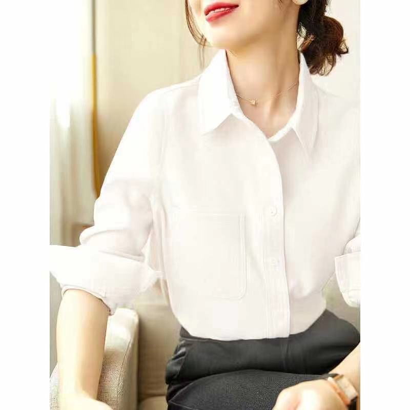 Picture of 2023 Summer New Sanding Corduroy Loose Slimming Thickened Outer Long Sleeve Stacked Base Shirt Women's Shirt