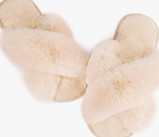 Picture of Foreign trade plush cotton slippers for women 2022 autumn and winter New Women's Flat open toe home Cross plush slippers wholesale