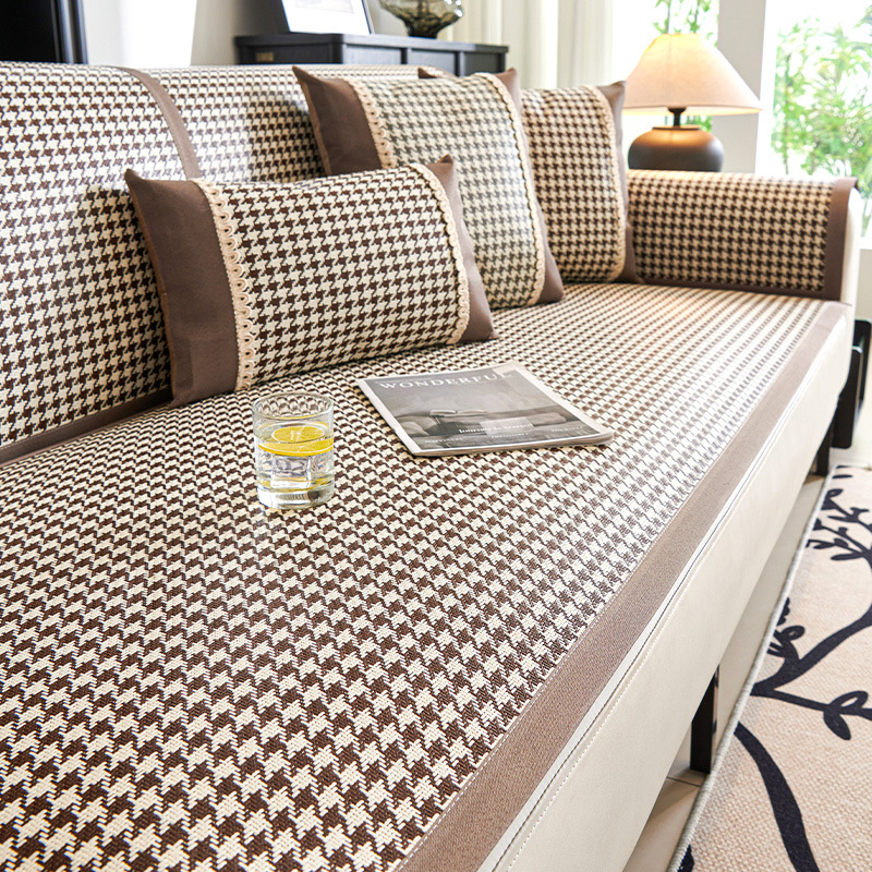 Rattan Mat Sofa Cushion Summer New Style 2025 Straight Row Sofa Cover Cover Summer Cold Mat Cloth Non-Slip Sofa Mat Cushion