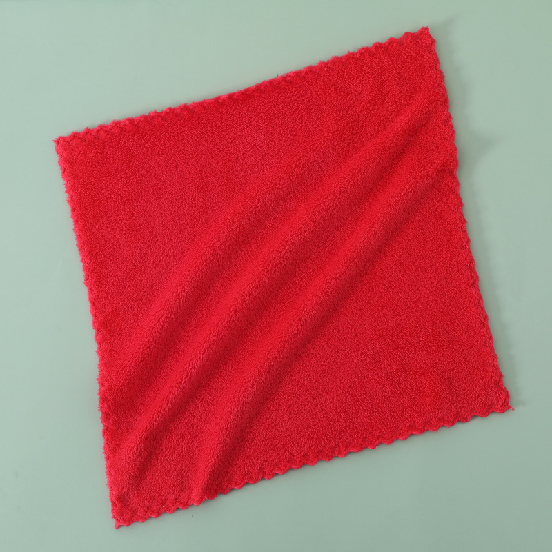 Picture of Coral Velvet Square Towel Wholesale Kindergarten Face Wash Towel Soft and Absorbent Household Kitchen Cleaning Rag Hand Towel