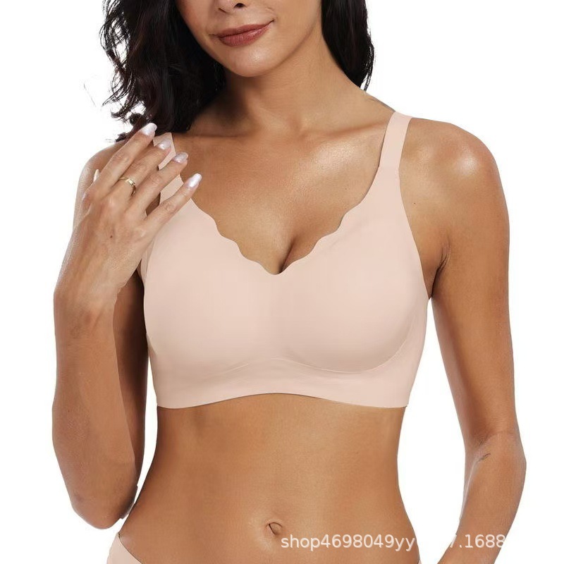 Cross-border Explosions Fixed Cup Bra Latex Traceless Push-up Thin Sports Comfortable Underwear Large Chest Small Bra