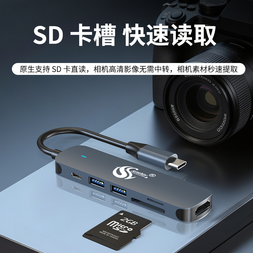 Picture of Type-C 6-in-1 Expansion Station: USB Hub 3.0 Splitter with PD100W Charging 4K Multifunctional Expander