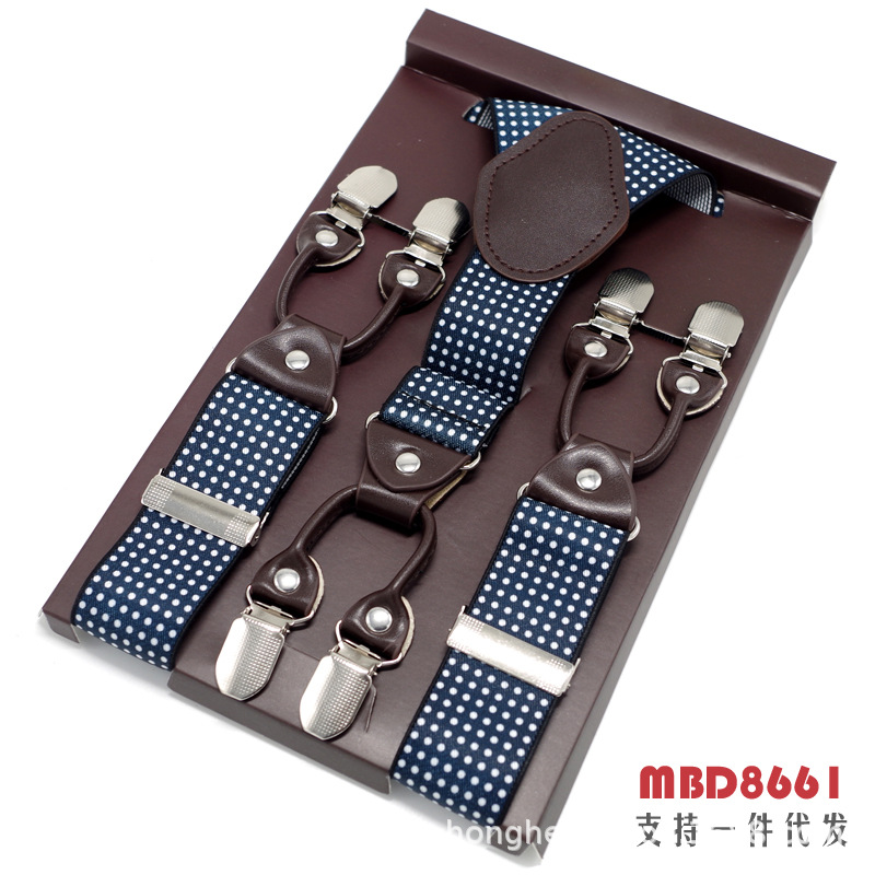 Picture of Cross-Border Supply Men's Suspenders Six-Clip Suspenders Elastic Adjustable Fat People Suspenders Men and Women Suspenders