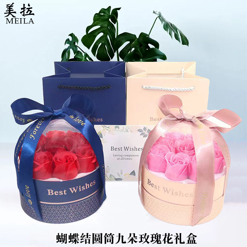Cylinder Rose Jewelry Gift Box Set Couple Tanabata Valentine's Day Gift A Jewelry Packaging Box