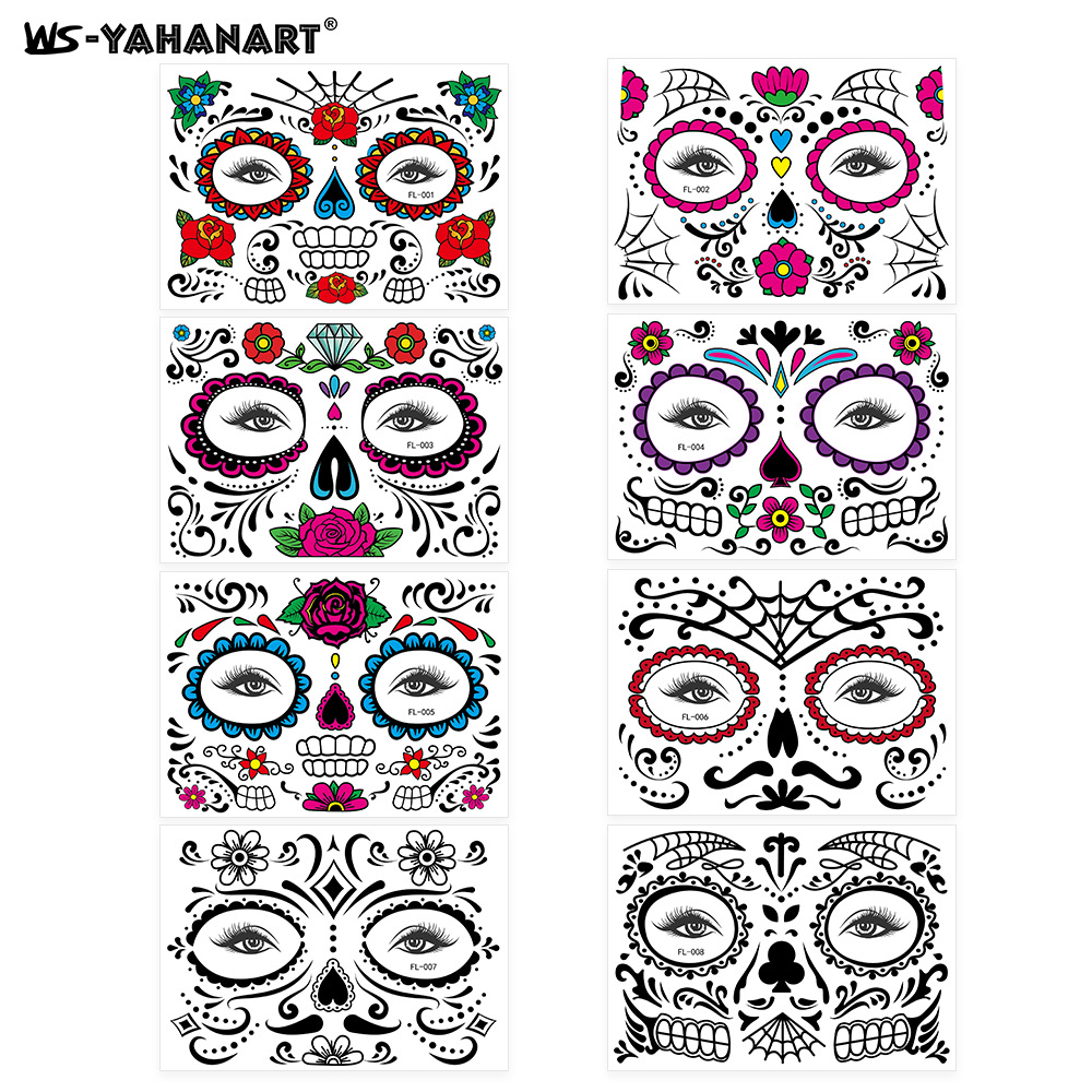 Picture of European and American cross-border hot sale Halloween funny face tattoo stickers masquerade dead dead face stickers tattoo stickers