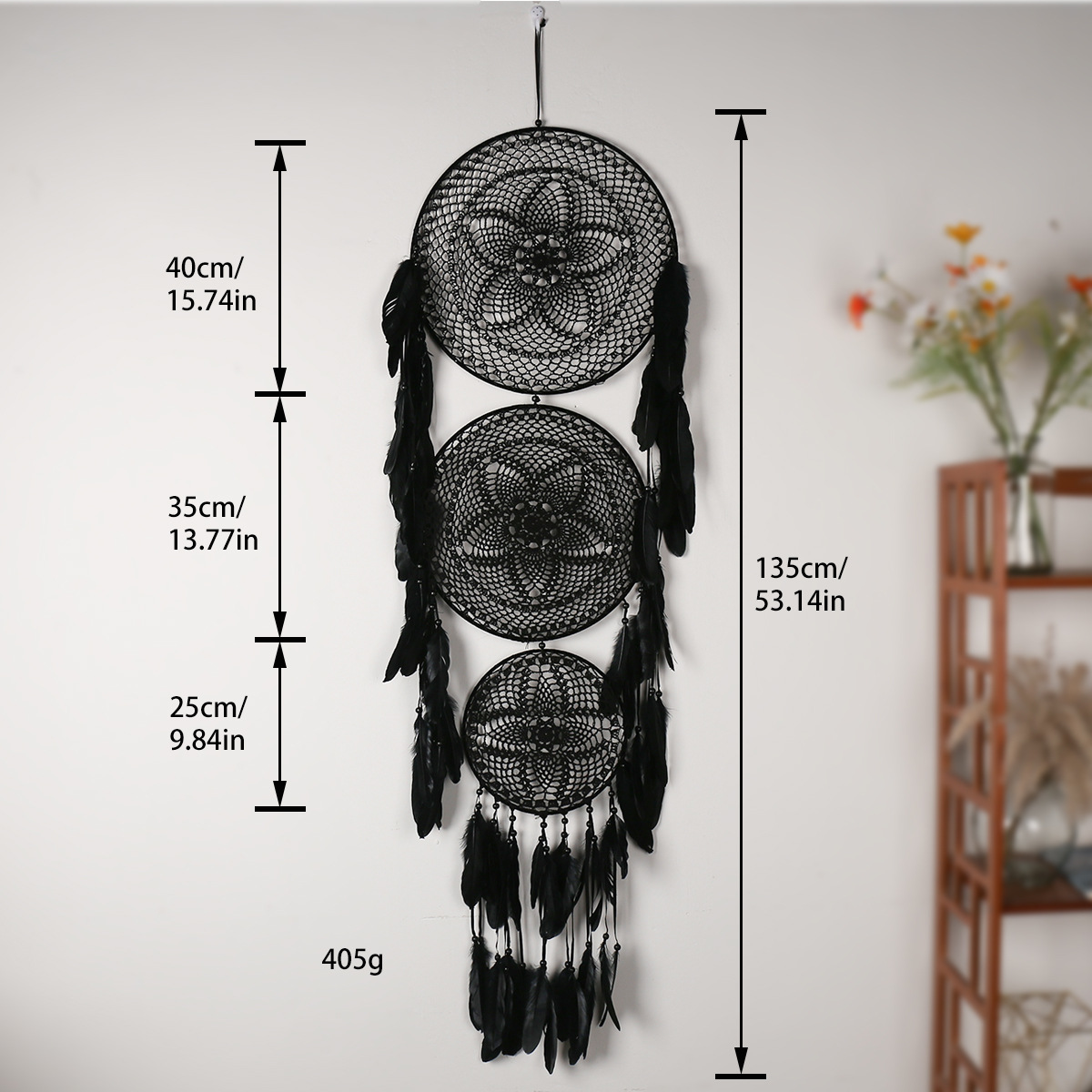 Picture of Ins New Three-Ring Concentric Round Crochet Flower Dream Catcher Large Wedding Scene Decoration Dream Catcher Decorative Hanging