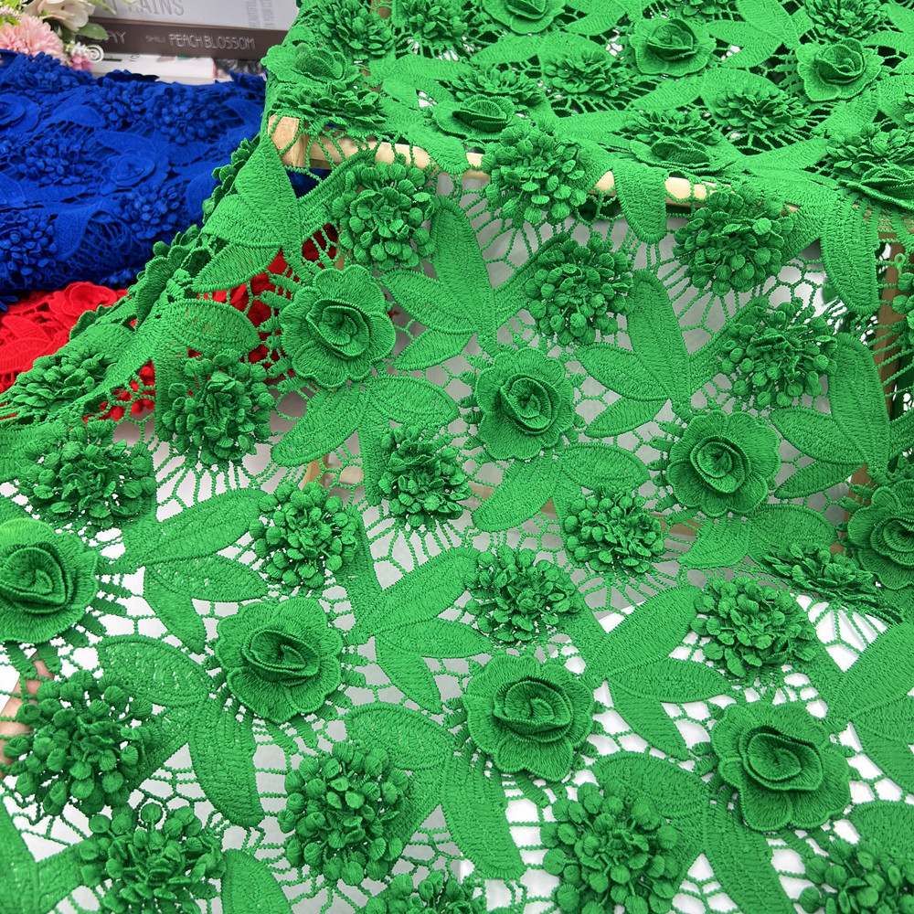 Picture of Water soluble milk silk embroidery lace fabric milk silk heavy industry three-dimensional embroidery water soluble clothing dress embroidery fabric