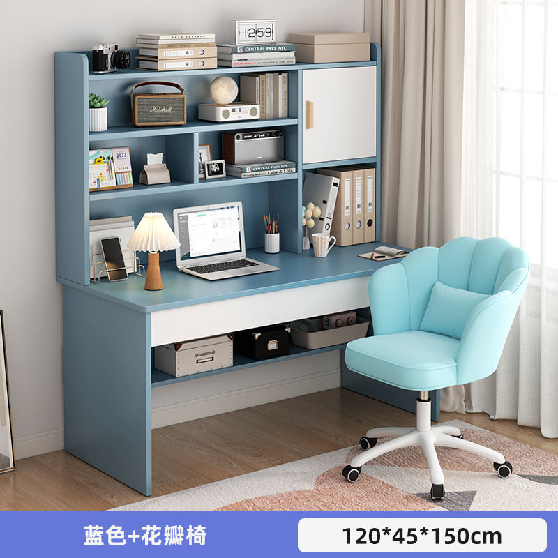 Picture of Student home study desk, children's desk, bookshelf combination table and chair set, simple bedroom, children's writing desk