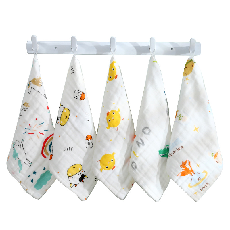Picture of Cotton small square six-layer high density gauze towel newborn baby saliva towel baby wash face towel wholesale