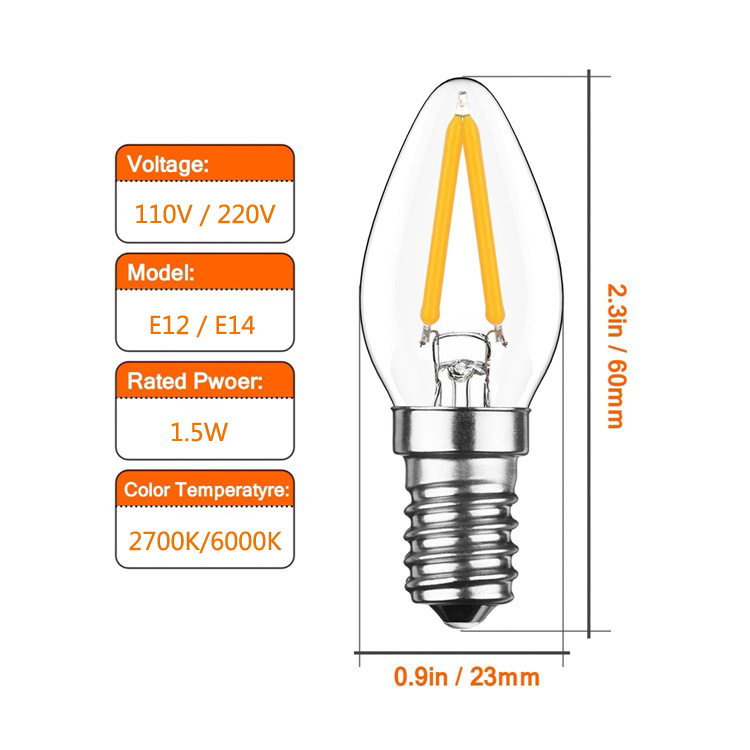 Refrigerator bulb led light E 12 110V e 14 220V low pressure bulb C7/T22/T23/T25 led decorative bulb