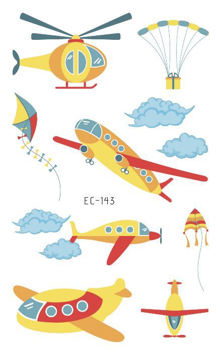 Picture of Children's Cartoon Transport tattoo Paper stickers Aircraft Ship Train Track Creative tattoo stickers