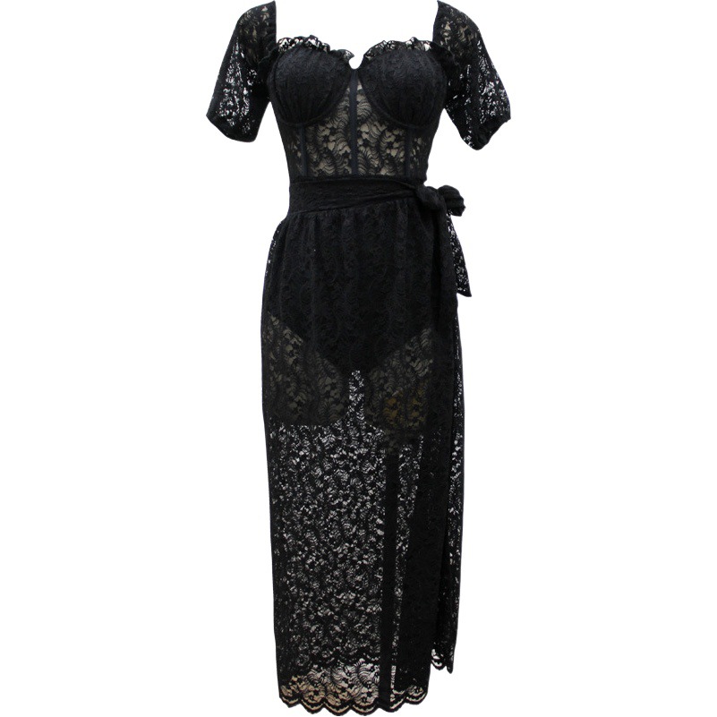Sexy one-piece hot spring swimming suit women's lace cover 2021 new belly slim fashion swimsuit