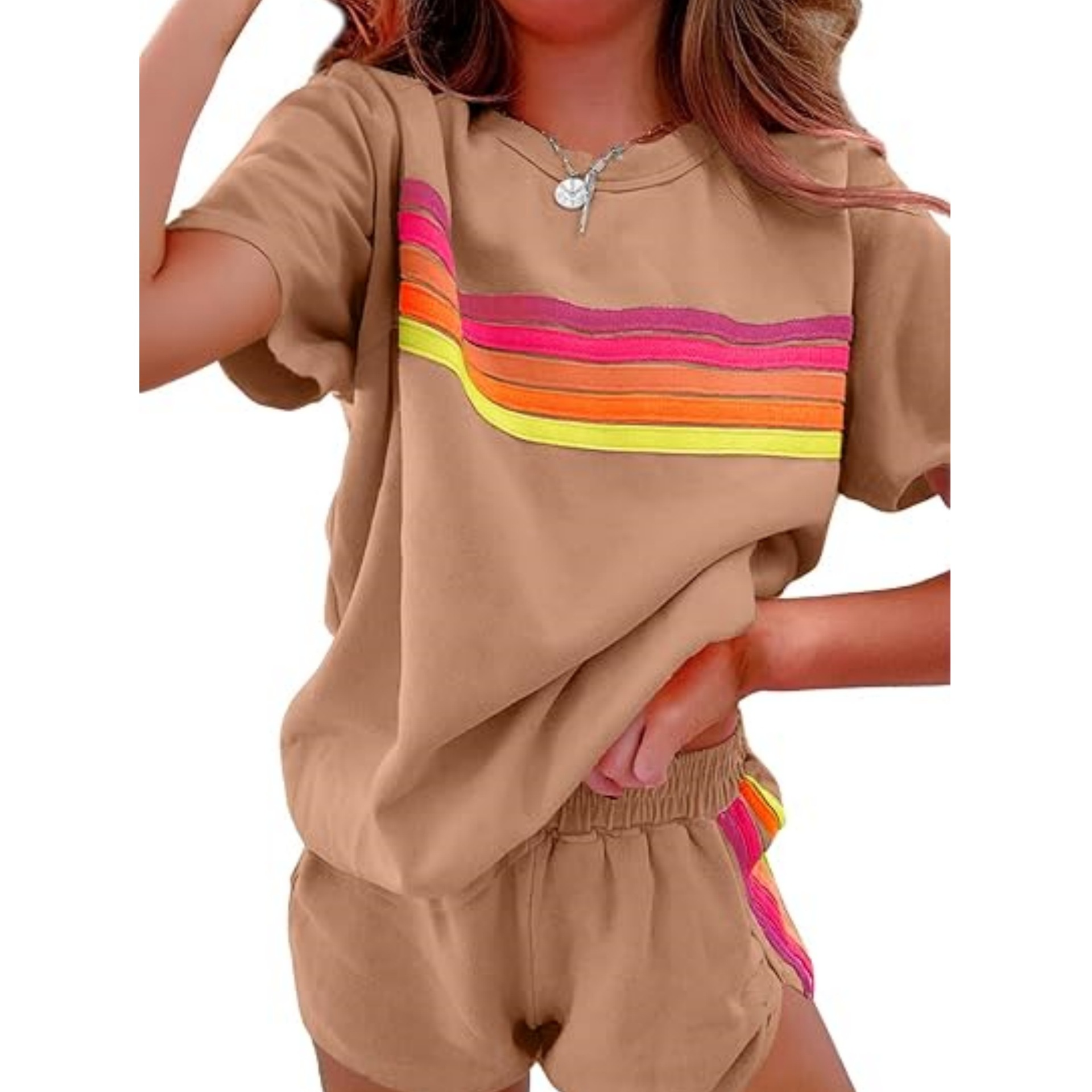 Picture of Amazon Cross-border Hot Sale Spring and Summer New Home suit Women European and American Simple Style Contrast Color Fashion Casual suit Women