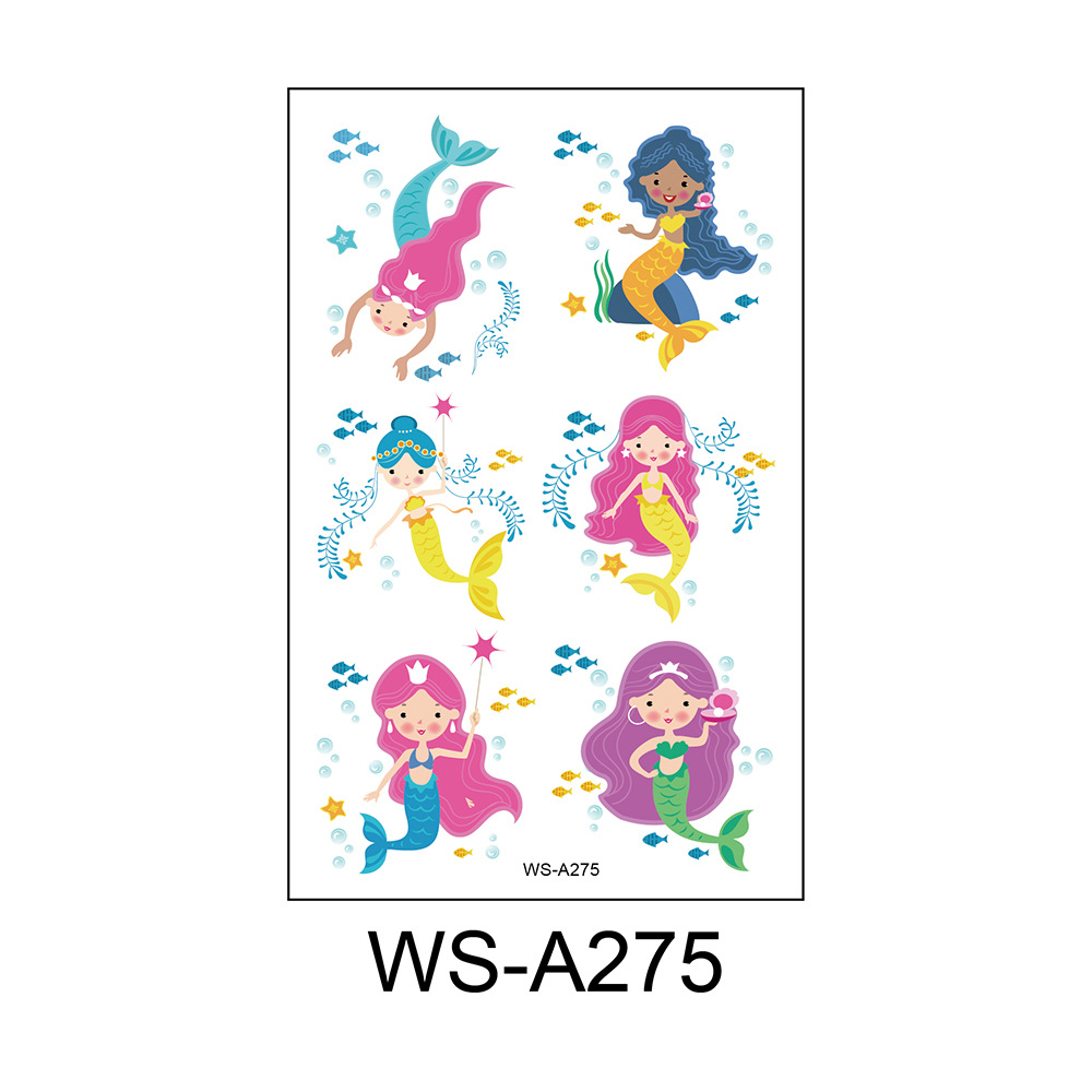 Picture of Cross Border Waterproof Sweat Tattoo Children Cartoon Dream Party Princess Theme Stickers suit Mermaid Tattoo Stickers
