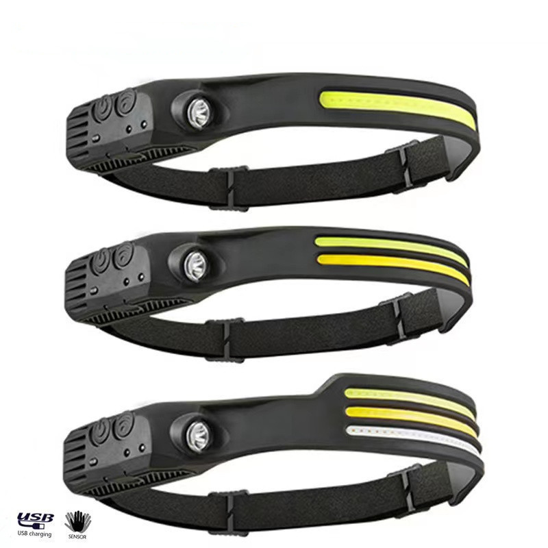 Cross-border new silicone portable waving sensor headlamp mini multifunctional outdoor fishing strong light flashlight