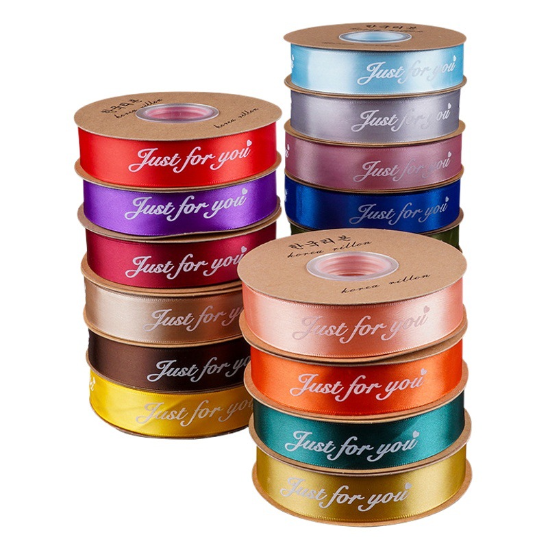 2.5cm printed English letters polyester ribbon flower packaging ribbon tie cake gift box floral bouquet ribbon ribbon