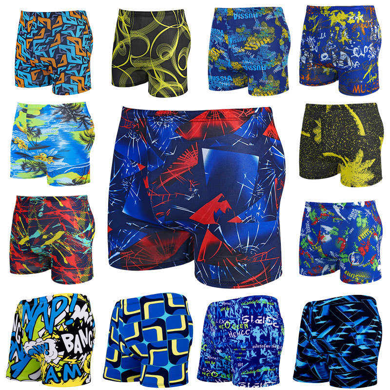 Picture of Factory wholesale men's swimming trunks swimming pool hot spring color many drawstring plus fat size fat men's boxer swimsuit